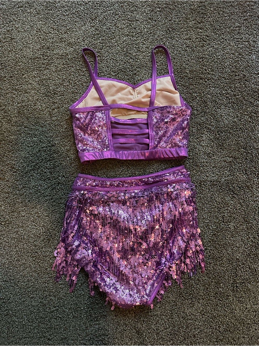 2-piece Weissman purple fringe dance costume adult medium jazz tap sequin